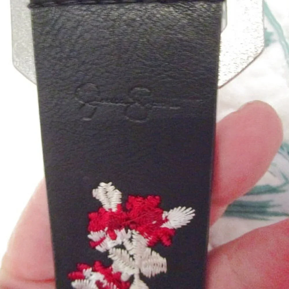 Jessica Simpson Embroidered Belt Size M Faux Leather Dark Floral Whimsigoth Boho